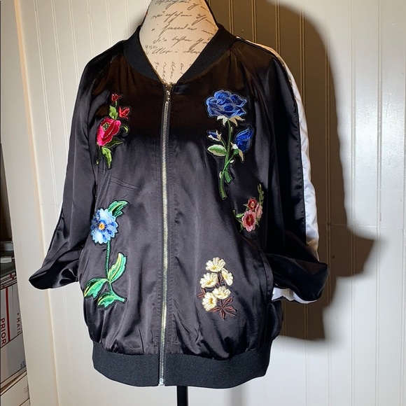 Cynthia Rowley Jackets & Blazers - Cynthia Rowley Black floral Bomber Jacket
